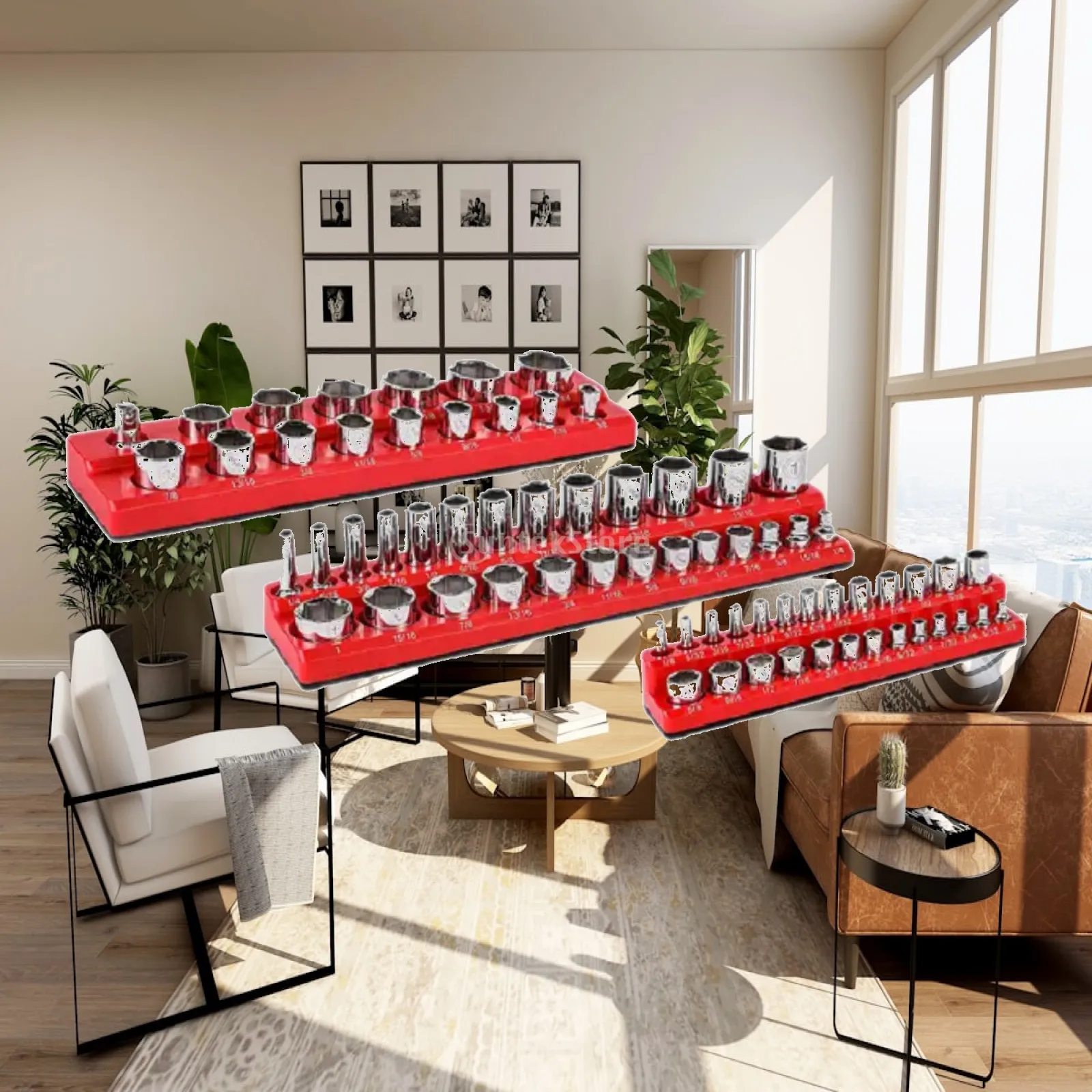 Portable Socket Holders Kit Magnetic Plastic Racks Set Wear Resistant for Toolbox Workshop Organization