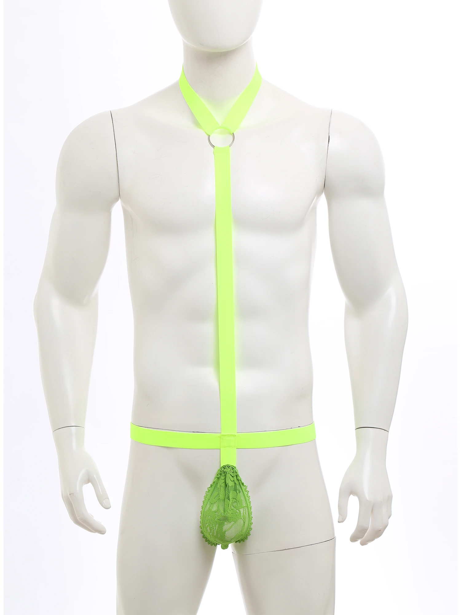 

Men Gays Lingerie Floral Lace Bulge Open Butt Bodysuit Erotic O-ring Halter Harness Nightwear for Couple Games Dating Nightwear