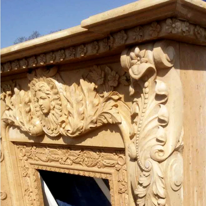 marble fireplace mantel deluxe American style stone carving custom made chimney portal