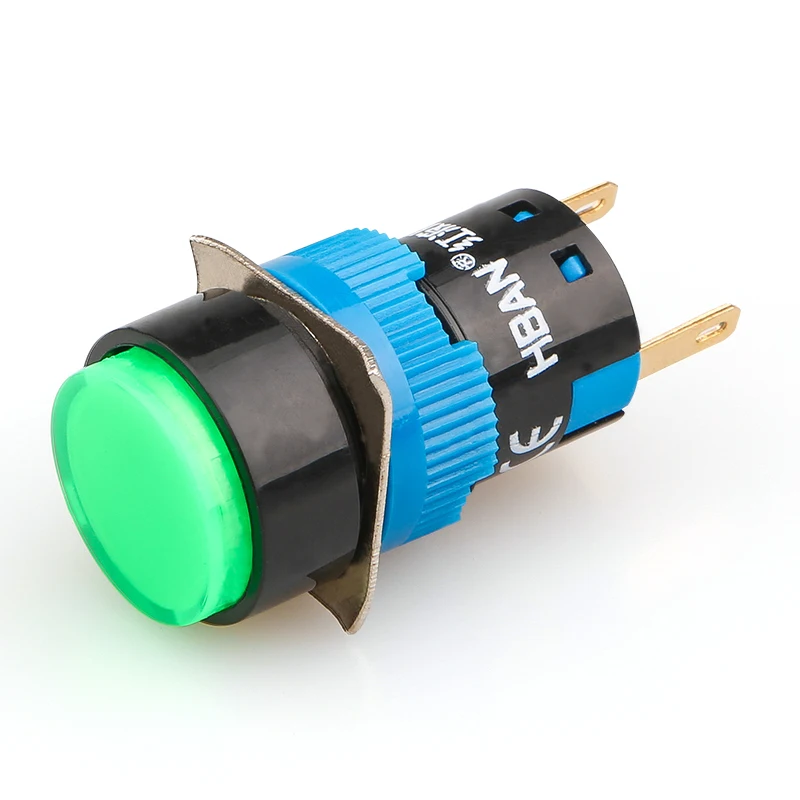 16Mm Rode Golf Schakelaar Led Power Signaal Plastic Indicator Licht Rood Groen Blauw Wit Rechthoekig Cirkelvormig