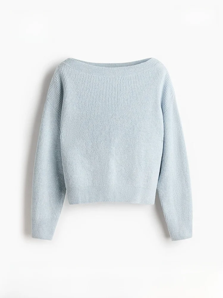 

Spring New Women's Loose Fit One oulder Large Silhouette Knitwear Simple Sle Pure Color Wool Blend Polyester Fiber