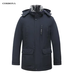 CORBONA-abrigo de algodón con capucha desmontable para hombre, Parka cálida, a prueba de viento, de gama alta, informal, de uso diario, bonito regalo, color azul marino, invierno y otoño, 2024