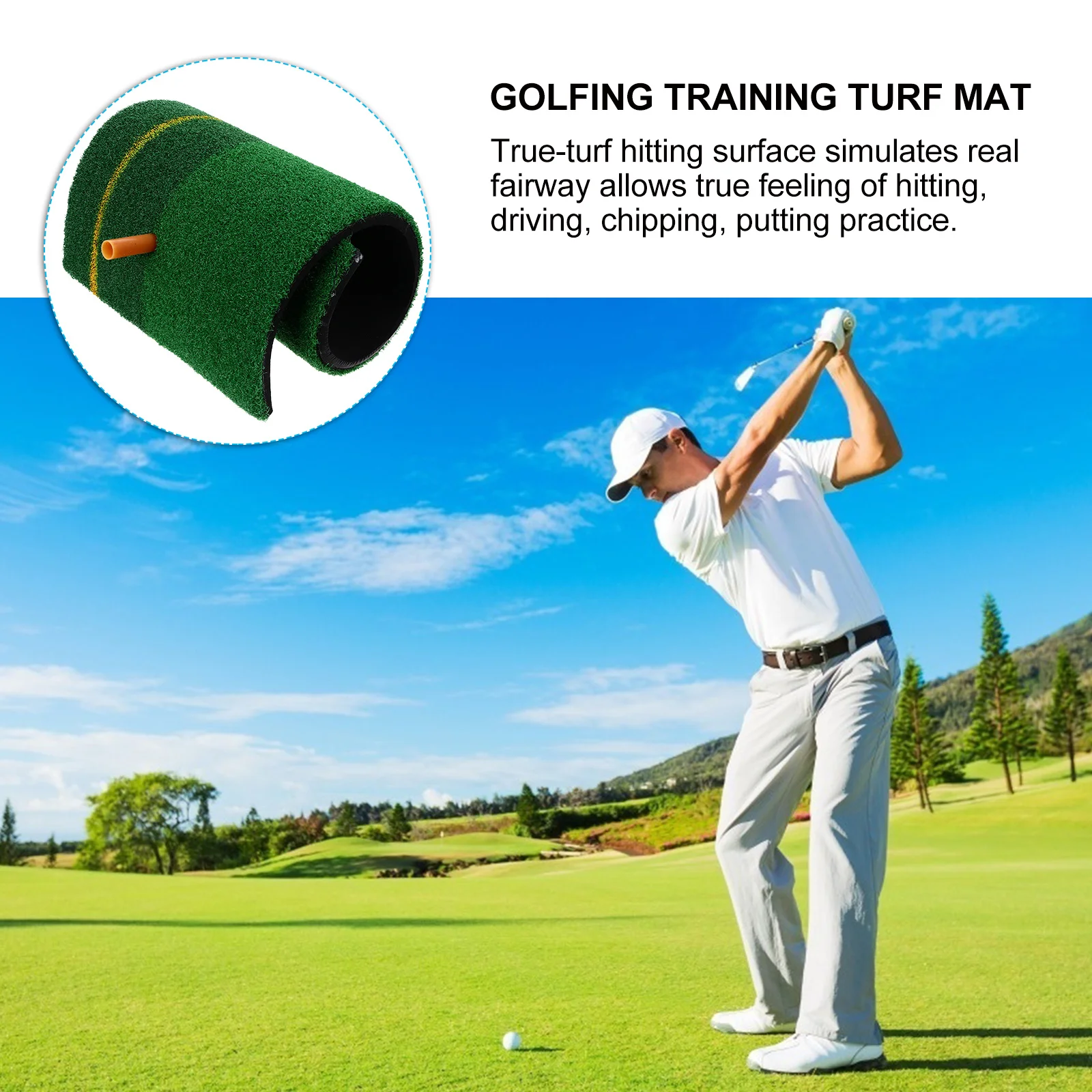 

1 set 1 Set Golfing Hitting Mat Portable Outdoor Indoor Practice Turf Pad For Swing Training Chipping Putting Beginner Advanced