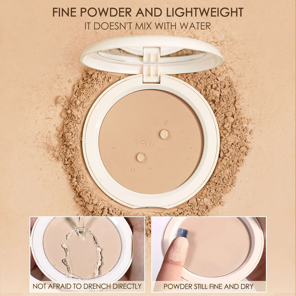 FOCALLURE Oil Control Matte Face Press Powder Foundation High Coverage Lightweight Non-cakey Natural Concealer Makeup Cosmetics