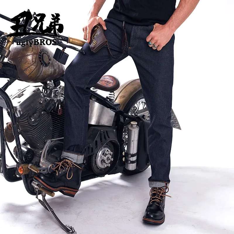 

Retro UGLYBROS Men's Motorcycle Jeans Straight Pants Riding Motorbike Armor 4 Protective Gear 4 Seasons Trousers