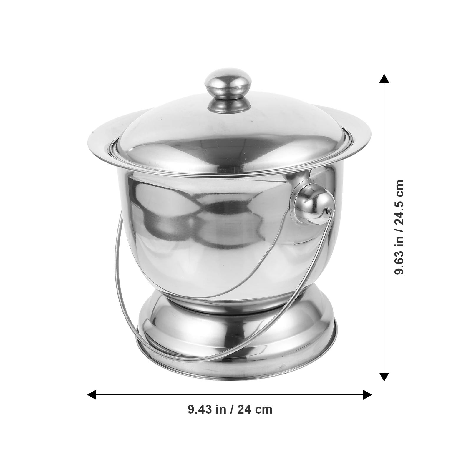 

1 set 1 Set Stainless Steel Spittoon Reusable Portable Urinal With Lid For Elderly Home Use Easy Clean Metal Bedpan Chamber Pot