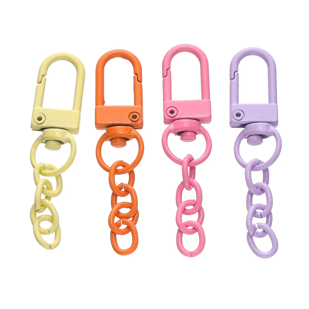 10pcs/lot Keyring Lobster Clasp Spring Buckle With Chains Colored Keychains For DIY Jewelry Making Key Ring Hooks Bags Buckle image 3