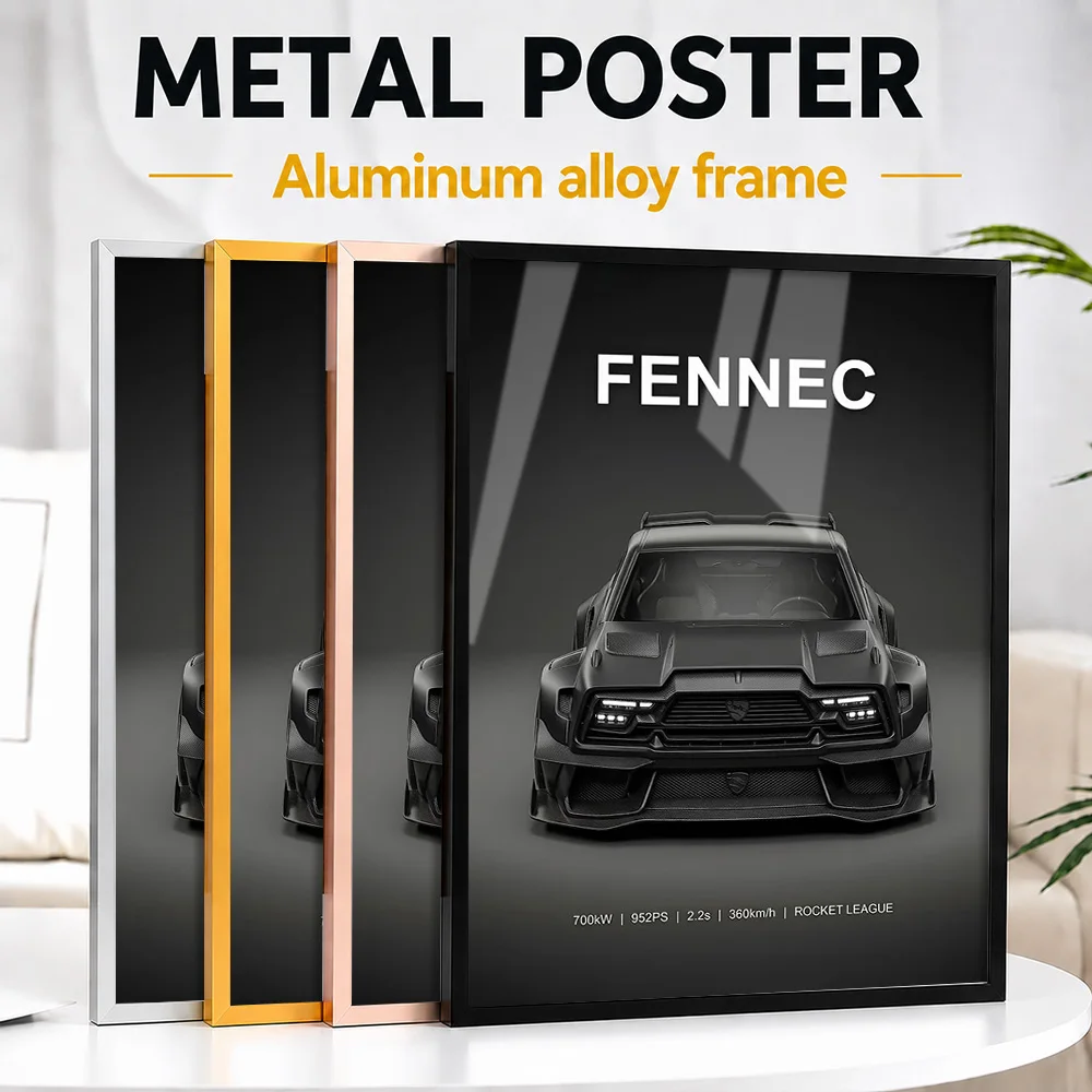 Rocket League Black Fennec Car Metal Poster With Aluminum Alloy Frame Customized Studio Graphic Wall Art For Entertainment Room