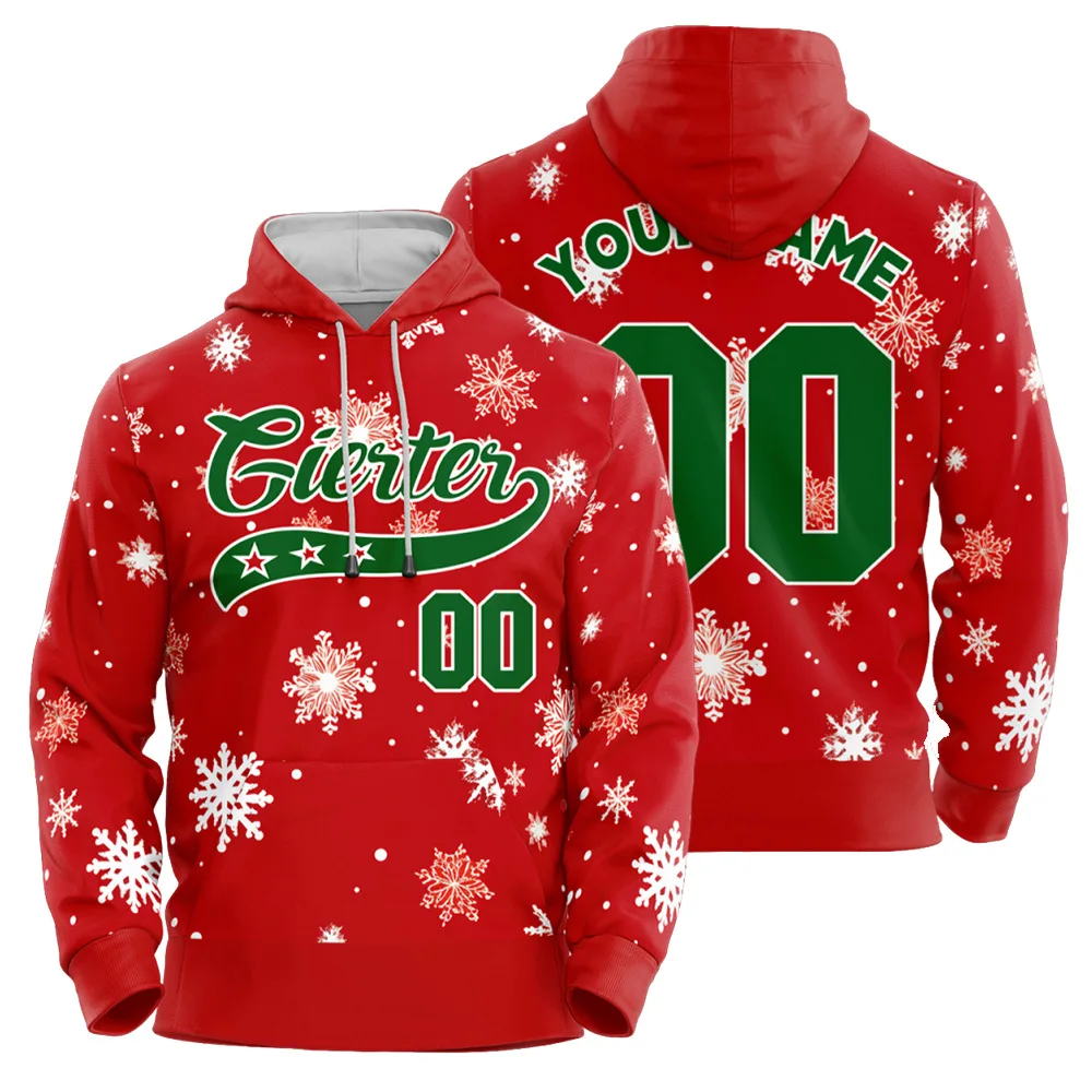 

Autumn Winter Casual Hoodie Christmas Style Sweatshirt Customized Name Sports Pullover Daily DIY Unisex Clothes Trend Street Top