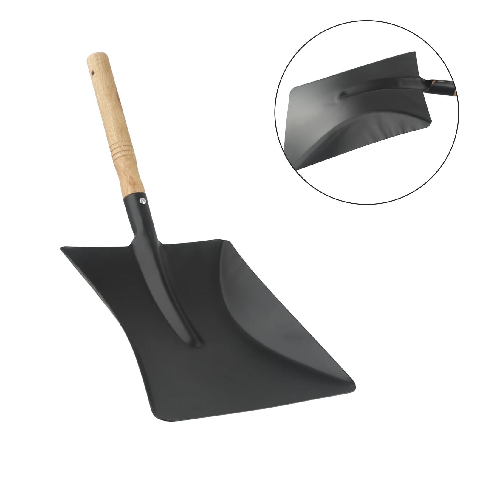 1Pc Chimney Shovel Fireplace Cleaning Tool Steel Dustpan Ash Shovel Wooden Handle 38*9.5cm/45*21.8cm Home Cleaning Hand Tool