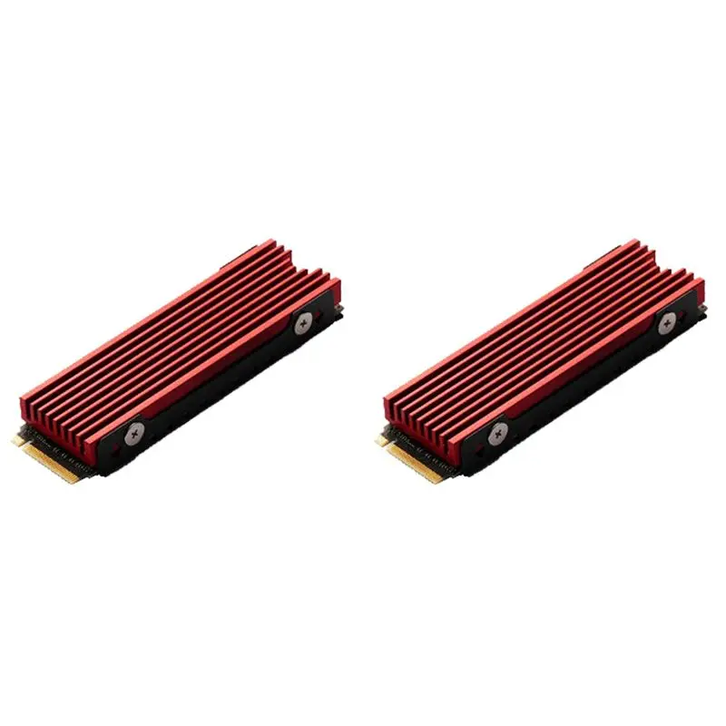 

2X M.2 2280 Nvme Heatsink M.2 SSD Heatsink Cooling Pad, алюминиевая охлаждающая панель с термопрокладкой для M2 2280 SSD Red-ABIU