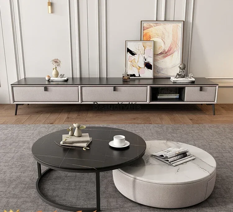 

Slate coffee table combination Modern simple set Household small apartment telescopic storage coffee table