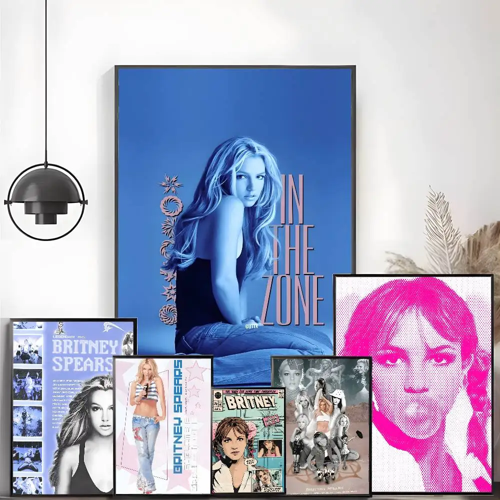Singer B-Britney S-Spears Poster Self-adhesive stickers are suitable for any wall surface waterproof moisture-proof
