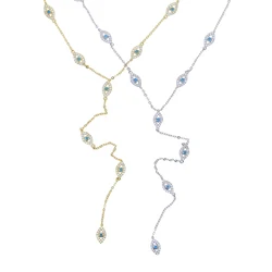 Evil Eye CZ Long Pendant Necklaces for Women 5A Zirconia Gold Silver Color V Shape Neck Fashion Trendy Jewelry for Party Gifts