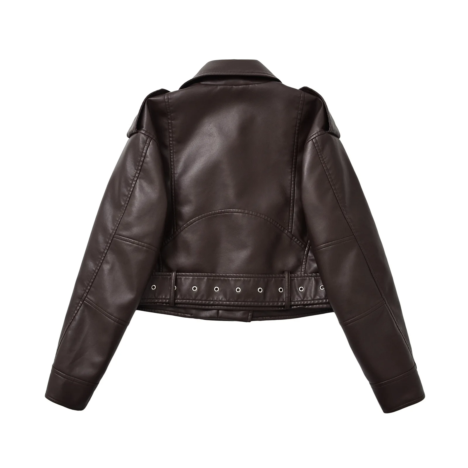 Manteau de moto en cuir PU pour femmes, avec ceinture souple, nouvelle veste en simili cuir délavé européen et américain, automne printemps