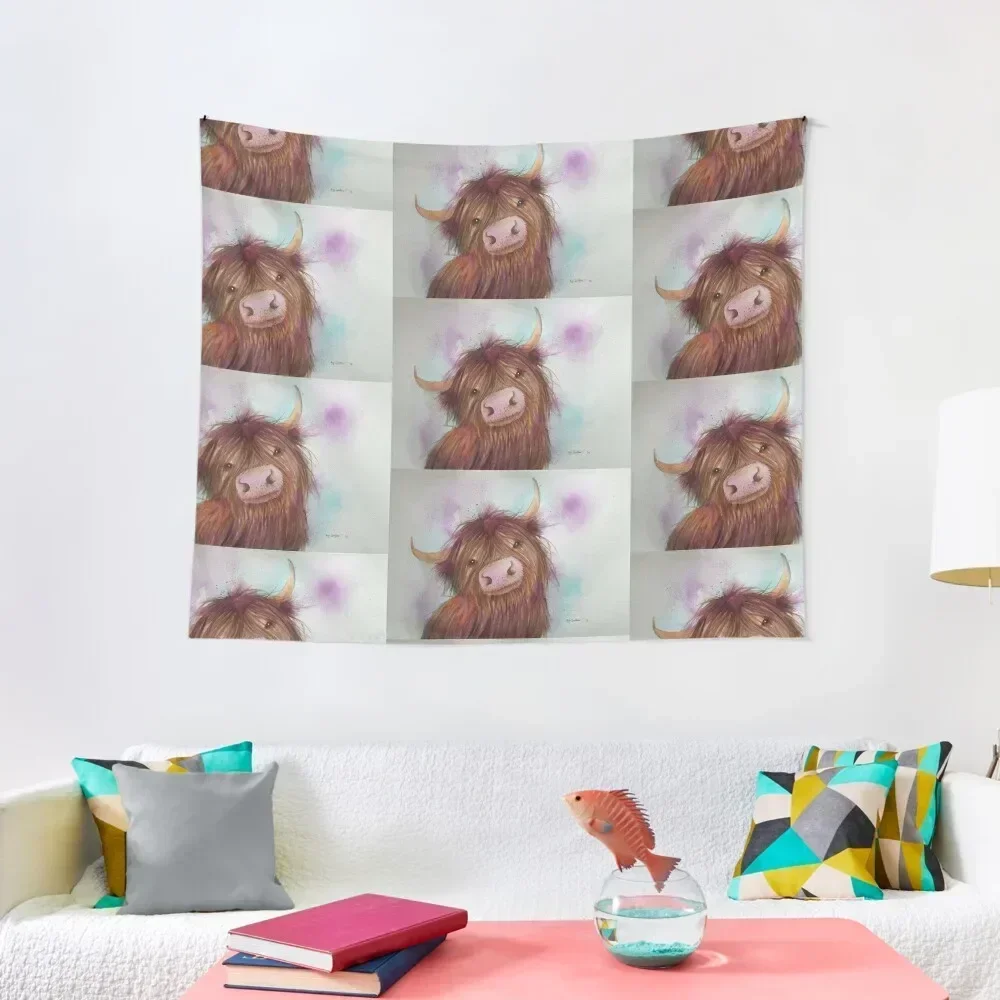 

Heeland Coo, Highland Cattle,Cute Highland Cow Tapestry Things To The Room Wall Hanging Wall Tapestry