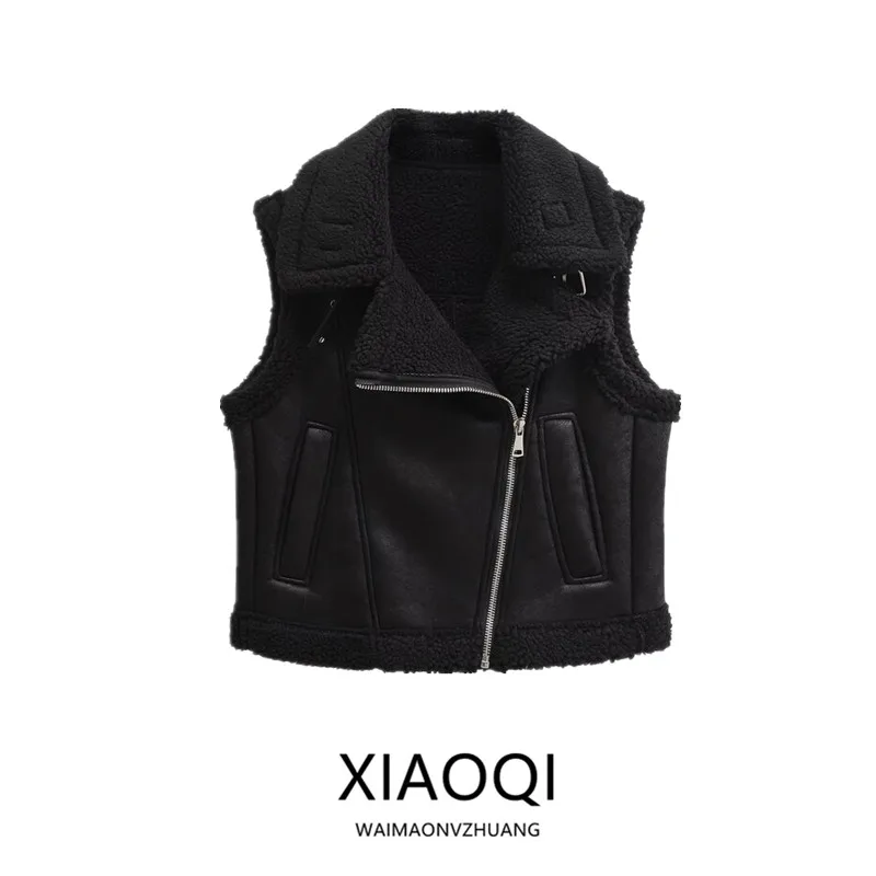 

Women's Teddy Fce Lined Vest Jaet Svel Versatile Design Autumn Winter New Arrival Faionable Zipper Closure Outer...