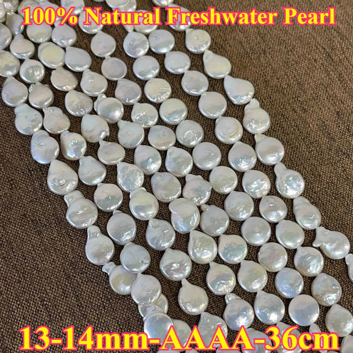 

13-14mm AAAA Smooth Natural Freshwater Pearl White Buttons Spacer Bead Jewelry Make DIY Necklace Bracelet Women Gift Wedding