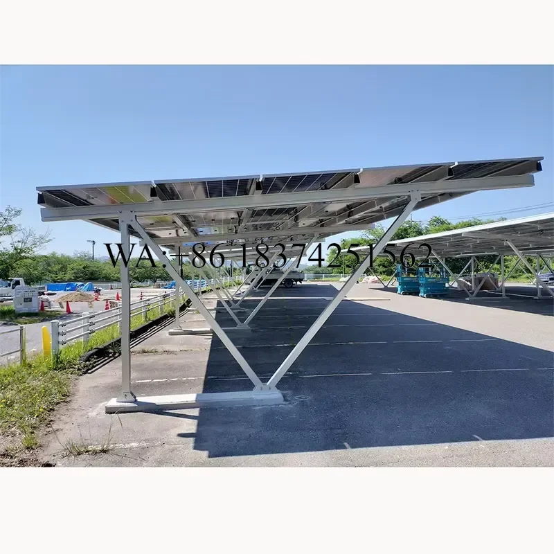 Wmwmnu Waterproof Aluminum Frame Solar Carport Parking Lot Installation System for 1 or 2 Cars