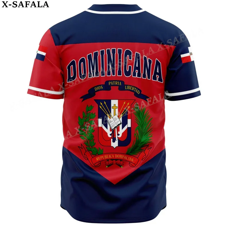 Dominican Republic Coat Of Arms Love Country 3D Printed Baseball Jersey Summer Shirt Men's Tops Tee Oversized Streetwear-1