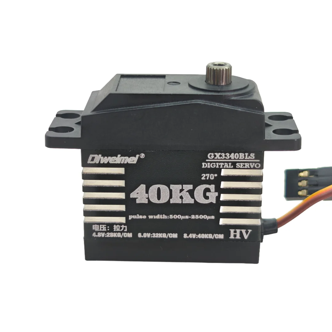 40 kg 270 Grad kernloses digitales Servo mit hohem Drehmoment, Metallgetriebe, geeignet für RC 1/8 1/10 Kletterautos und Roboterarme – DLweimei