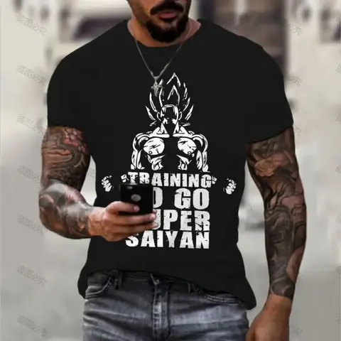 Goku Dragon Ball Z Men's T Shirt Vegeta Y2K Anime Harajuku Oversized Summer 110-6XL GYM Trend New Short Sleeved Streetwear Cool