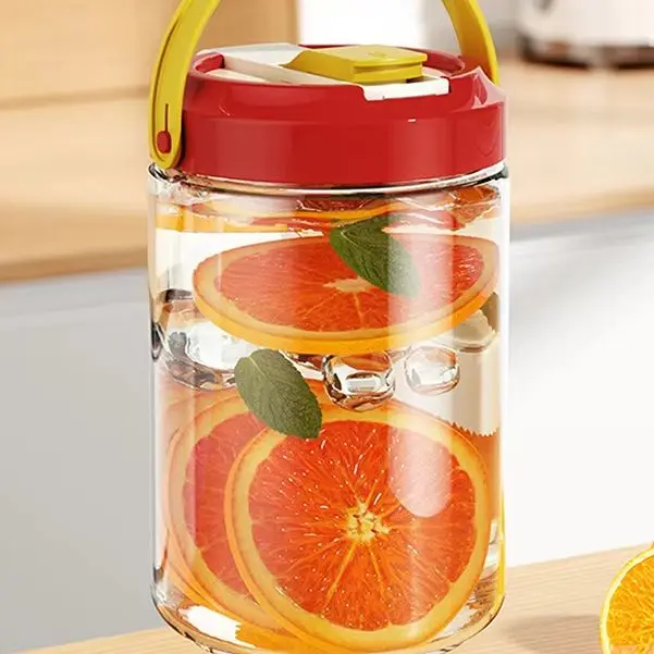 Tarro de vidrio de dopamina Kimchi, tarro de pepinillos con tapas, colador de aceitunas, contenedor de pepino, almacenamiento de alimentos, tarro separador de fermentación