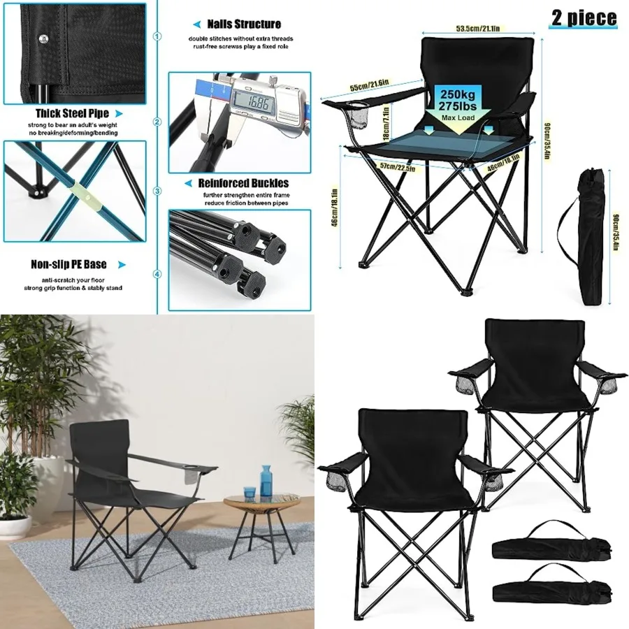 

Foldable Camping Set of, Folding Camp s for Adults, Large Portable Lawn for Outdoors Fishing, Hiking, Travel, Picnic, Beach, Su