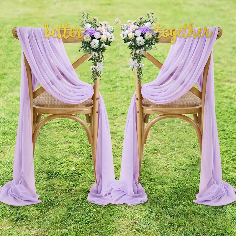 10/50pcs Wedding Chiffon Chair Sashes Aisle Decoration Sheer Draping Fabric for Boho Weddings Party Ceremony Banquet Hotel Decor