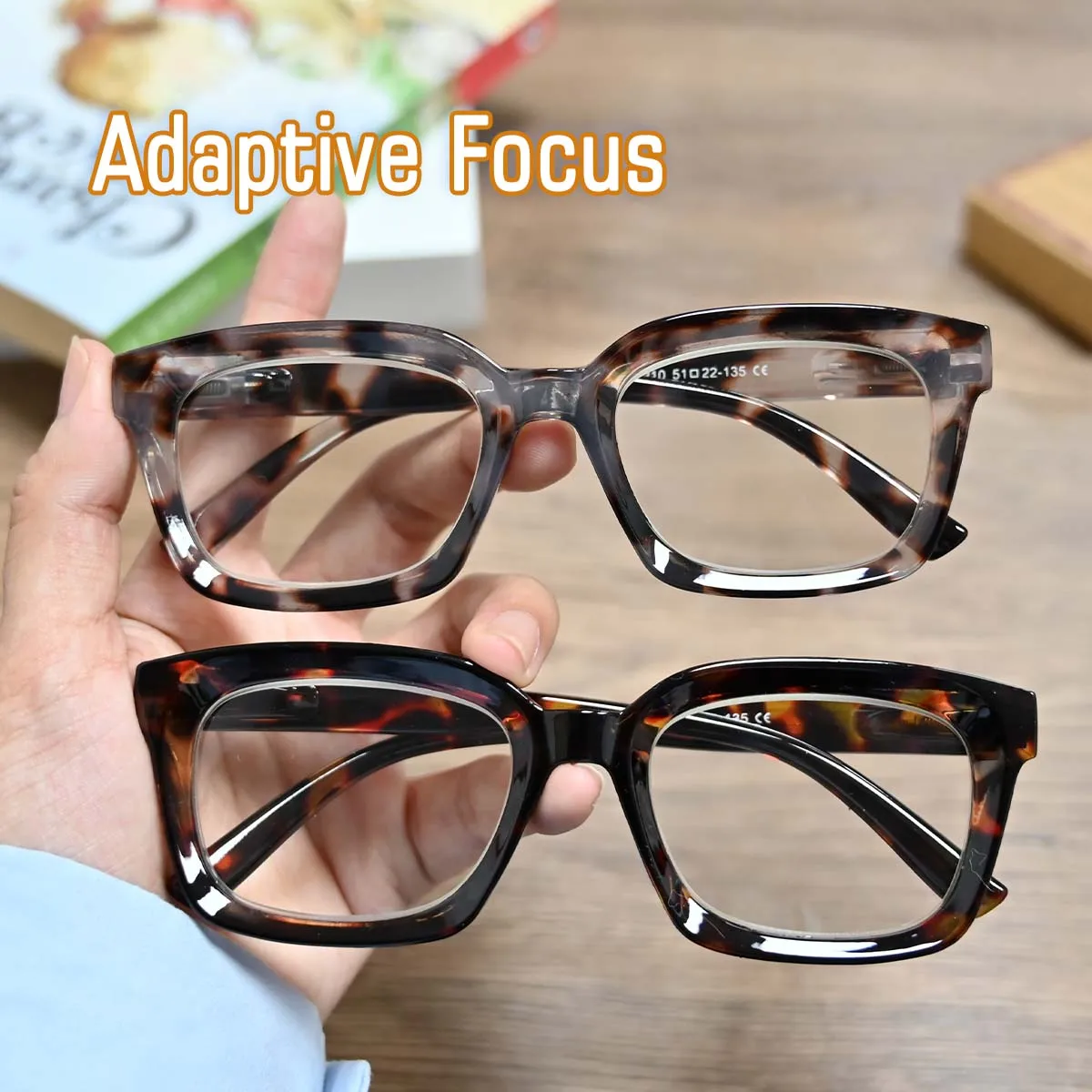 نظارات قراءة بإطار كبير للنساء بتركيز تلقائي مضادة للضوء الأزرق، نظارات عصرية لقراءة الكتب وعرض الكمبيوتر