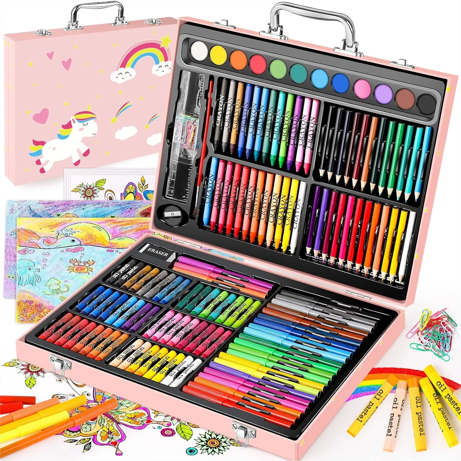 

183-Pack Art Supplies for Kids with Crayons, Markers, Colored Pencils, Watercolors, and Sketch Paper in Portable Case