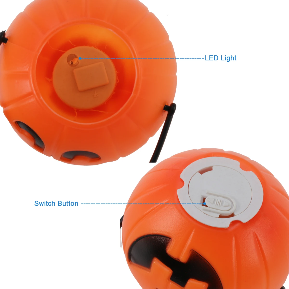 

Pumpkin Bucket 7cm Stickers Black Halloween Lantern Pail Kids Party Trick Treat LED Light Safe Use DIY Decor