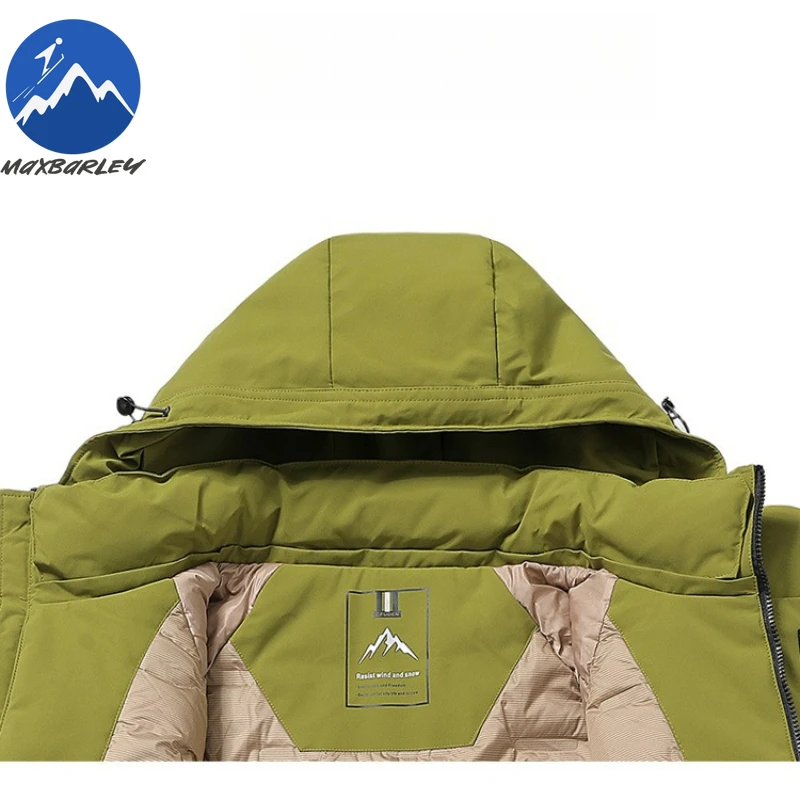 Maxbarley 2026 الرجال سترة شتوية عادية 90 الأبيض بطة أسفل سترة دافئة العلامة التجارية الفاخرة الباردة واقية يندبروف مقنعين معطف منتفخ