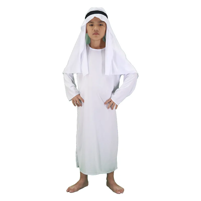 

Halloween Saudi Arabia Middle East Dubai Ethnic Costume Children's Boys' Prince Headscarf Clothing Cosplay Stage Performance