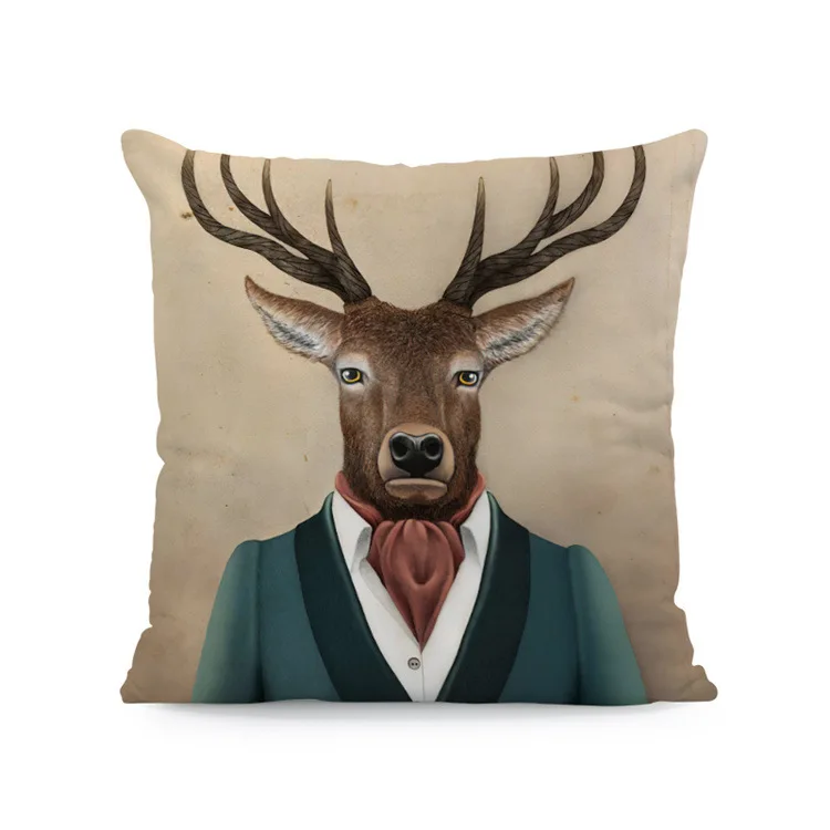 Dog Deer Pillow Case Elk Man Pillowcases for Pillows Interior for Home Decor Decorative Cushions for Elegant Sofa Pillow Cover