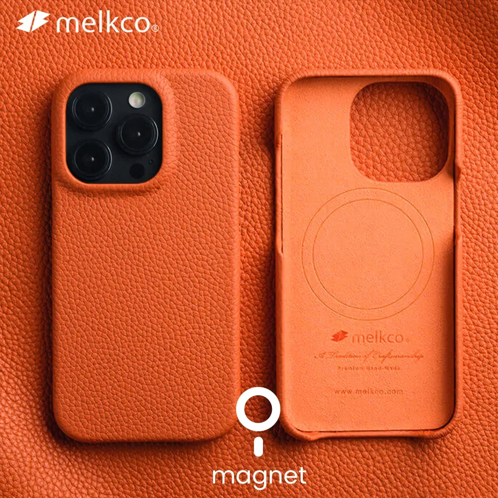 

Melkco Premium Genuine Leather Case for iPhone 16 15 Pro Max Plus Magnetic Luxury Fashion Business Natural Cowhide Phone Cover