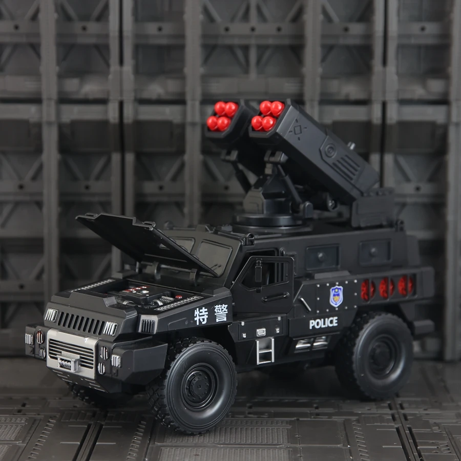 

1:24 simulation alloy off-road vehicle model boy armored car toy acousto-optic pull-back shock absorption toy door can be opened