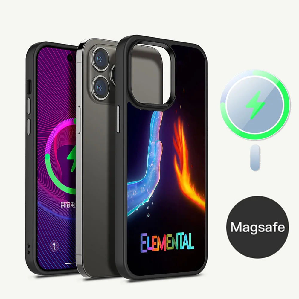 

E-Elemental Phone Case Magesafe Magnetic Wireless Charge Case For IPhone 16 11 12 13 14 15 Pro Max Plus Mini