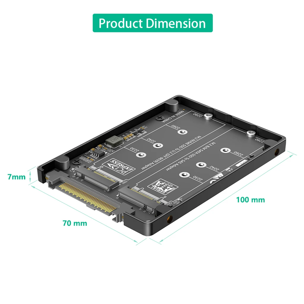 Dual M.2 Key B+M auf U.2 SFF-8639 Adapter mit Kunststoffgehäuse für M.2 NVMe Key M & SATA SSD M2 auf U.2 SFF8639/SAS Konverterkarte – Detail 4