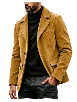 Men's Corduroy Suit Jacket Vintage Notched Lapel Single Breasted Loose Fit Casual Blazer High Quality Fashion Sport Coat Busines 12