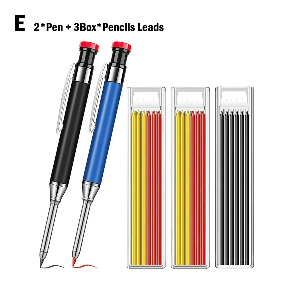 Hand Tools Practical Pencil Carpenter Pencil Woodworking ABCDE-typ With Refill Leads 1/3/5pcs 154mm