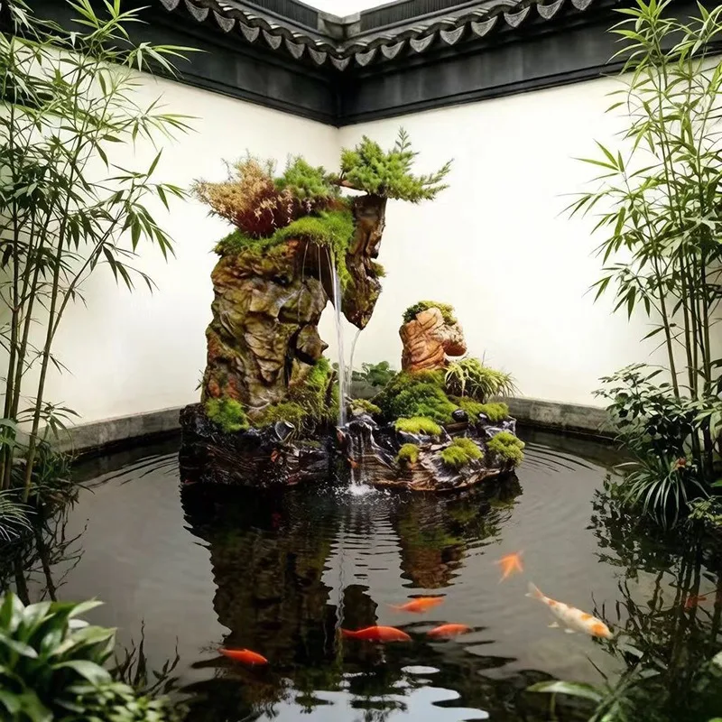 Stone water and turf tank landscaping, traditional fish farming aquarium rockery rock decoration