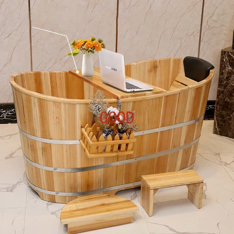 

Fumigation Wooden Bathtub Luxury Solid Faucet Exquisite Bath Bucket Can Store Things Chuveiro Lorenzetti House Furniture CY50YT