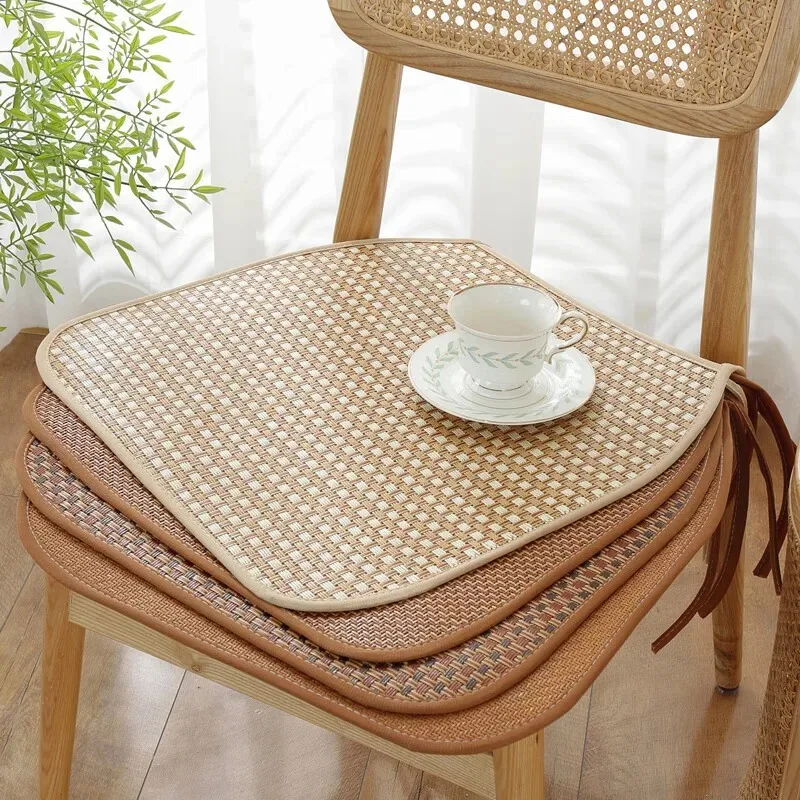 1Pc Gras Weben Sitzkissen Sommer Matte Hause Stuhl Kissen Kühlen Anti Slip Sitz Pad Atmungsaktive Sitzen Kissen Matte für Stühle