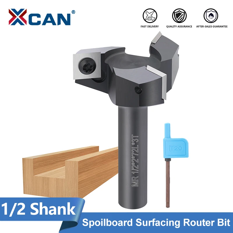 

XCAN CNC Spoilboard Surfacing Router Bit 1/2" Shank 2" Diameter Insert Carbide Slab Flattening Router Bit Wood Planer Bit