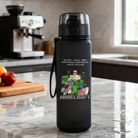 650ml Water Bottles Man Outdoors Sports Water Bottles Minecrafted Cartoon Game Figure Water Cup Male Plastic Cups Birthday Gift