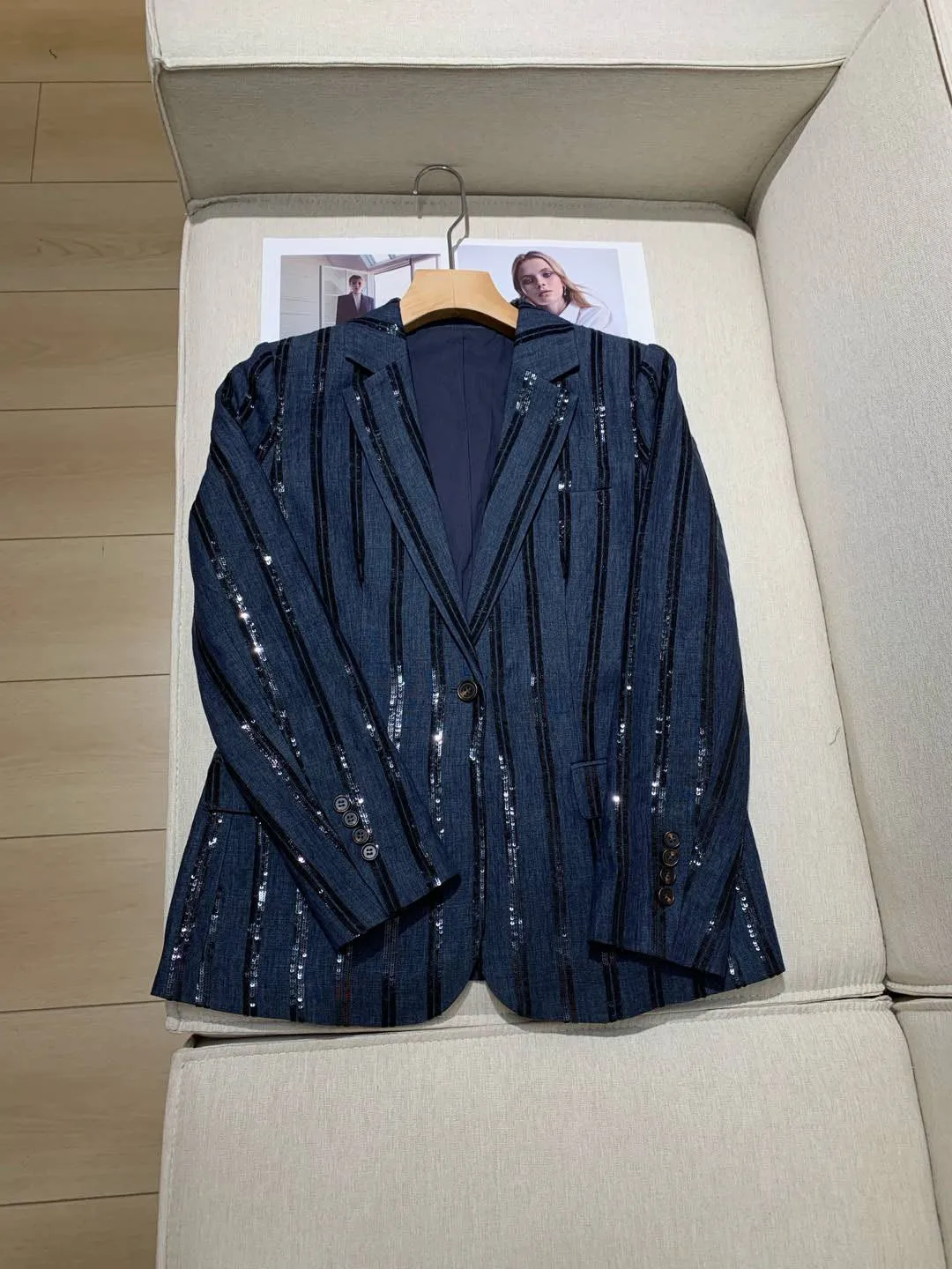 Spring And Summer New High Quality Fashion Commuter Heavy Sequined Suits For Women 2025