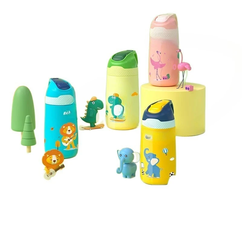 

Children's thermos cup, female with straw, primary school student portable baby kettle, kindergarten school water cup