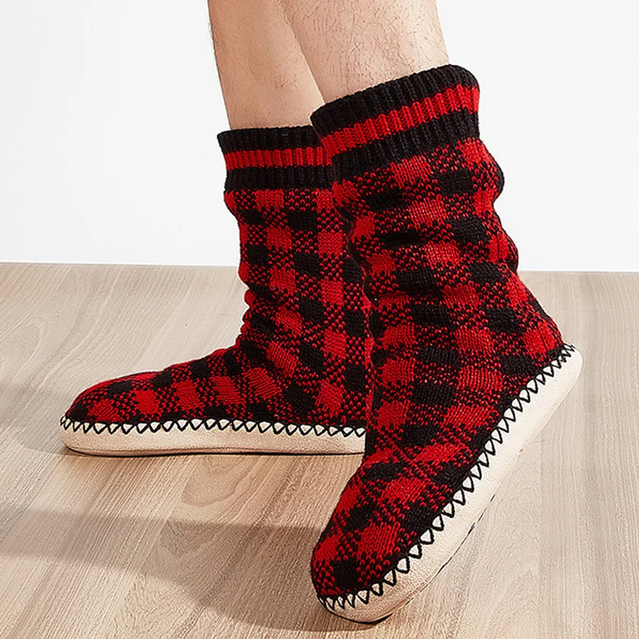 

Pmoiste Men Knited House Sock Slippers Comfortable Soft Warm Designer Living Room Shoes Winter Indoor High-quality
