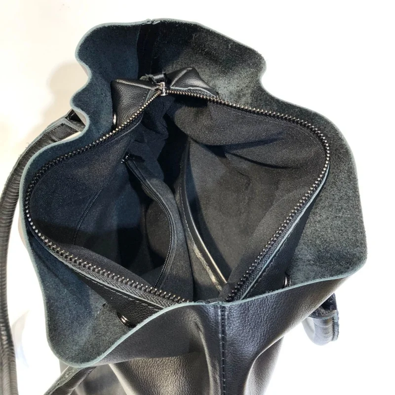 Handmade Women Natural leather Handbags Female Large Capacity Bucket Shoulder Bag Ladies Commute Shopper Soft Cowhide Tote Bag